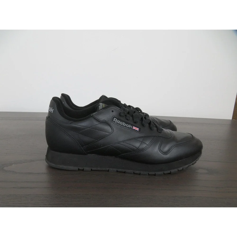 Reebok Classic Leather Shoes Mens Size 12 Black Walking Sneakers Casual Comfort